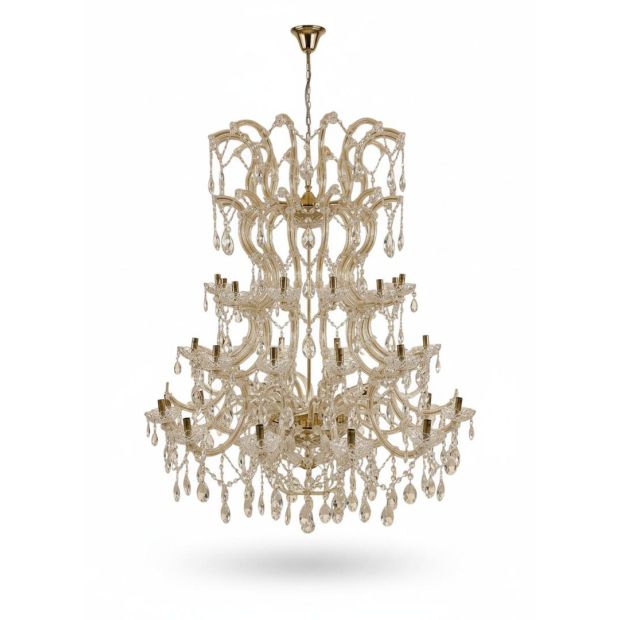 Lampadario 42 Luci Gocce di Cristallo Splendore Ducale
